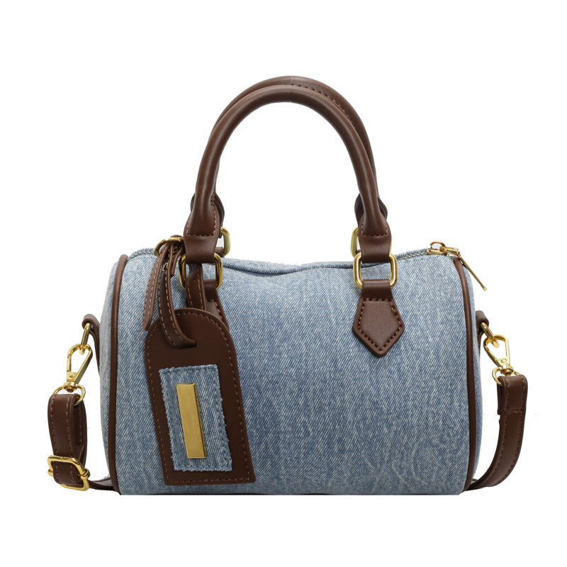 Sac Cylindrique Denim Élégant