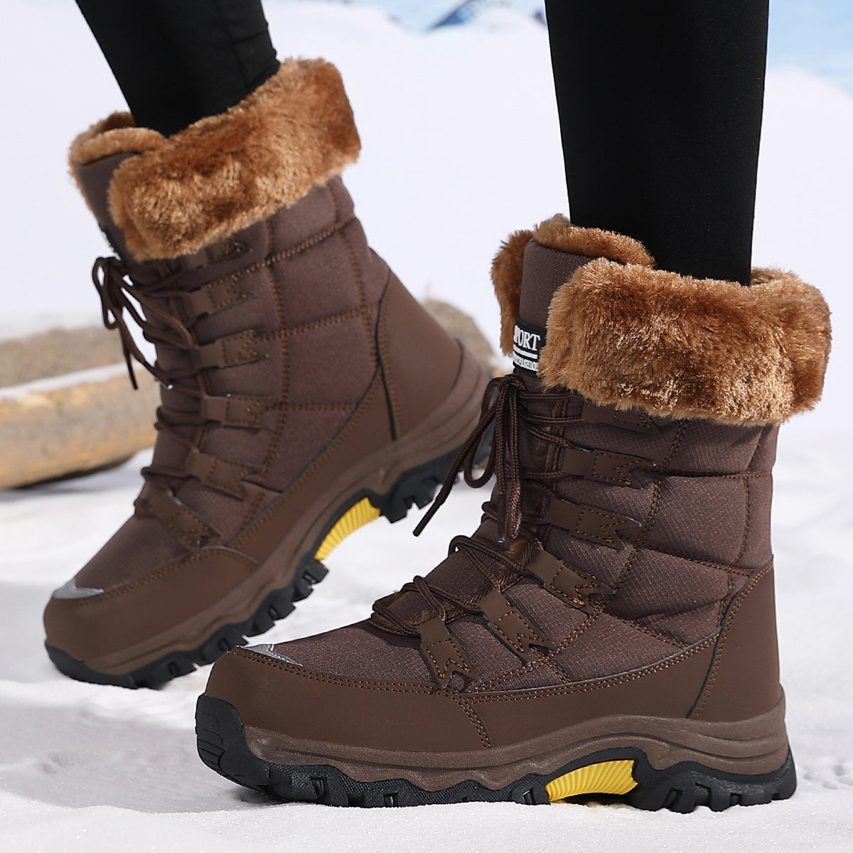 Bottes Longues Imperméables et Anti-Froid pour Femmes avec Doublure Épaissie